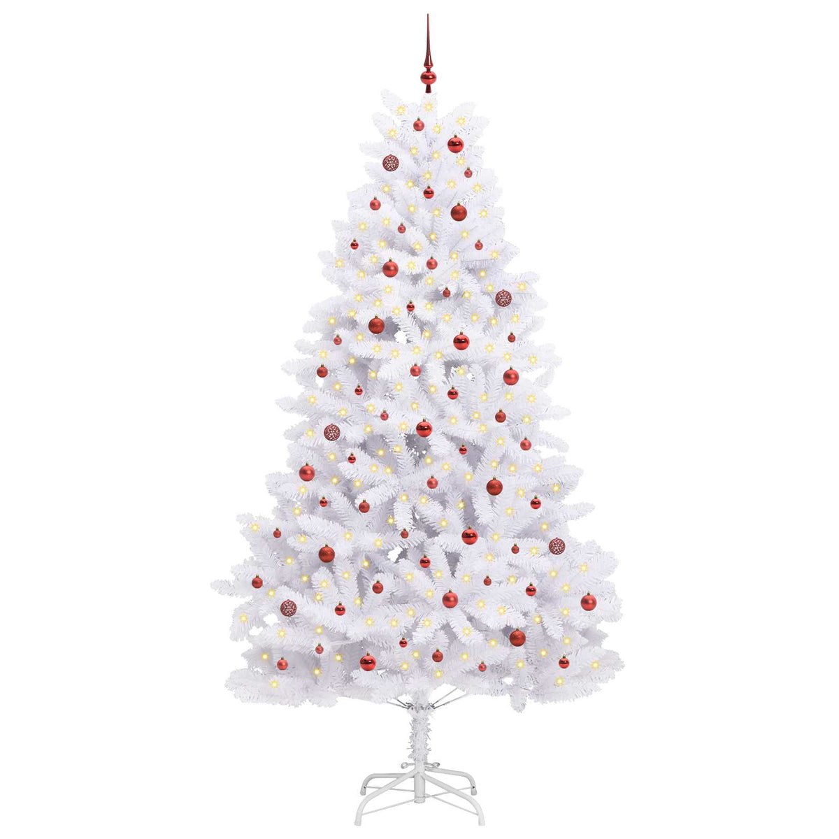 vidaXL Artificial Hinged Christmas Tree White 270 cm PVC and Steel 3