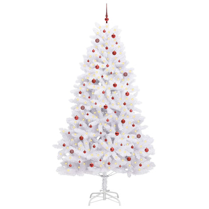 vidaXL Artificial Hinged Christmas Tree White 270 cm PVC and Steel 3