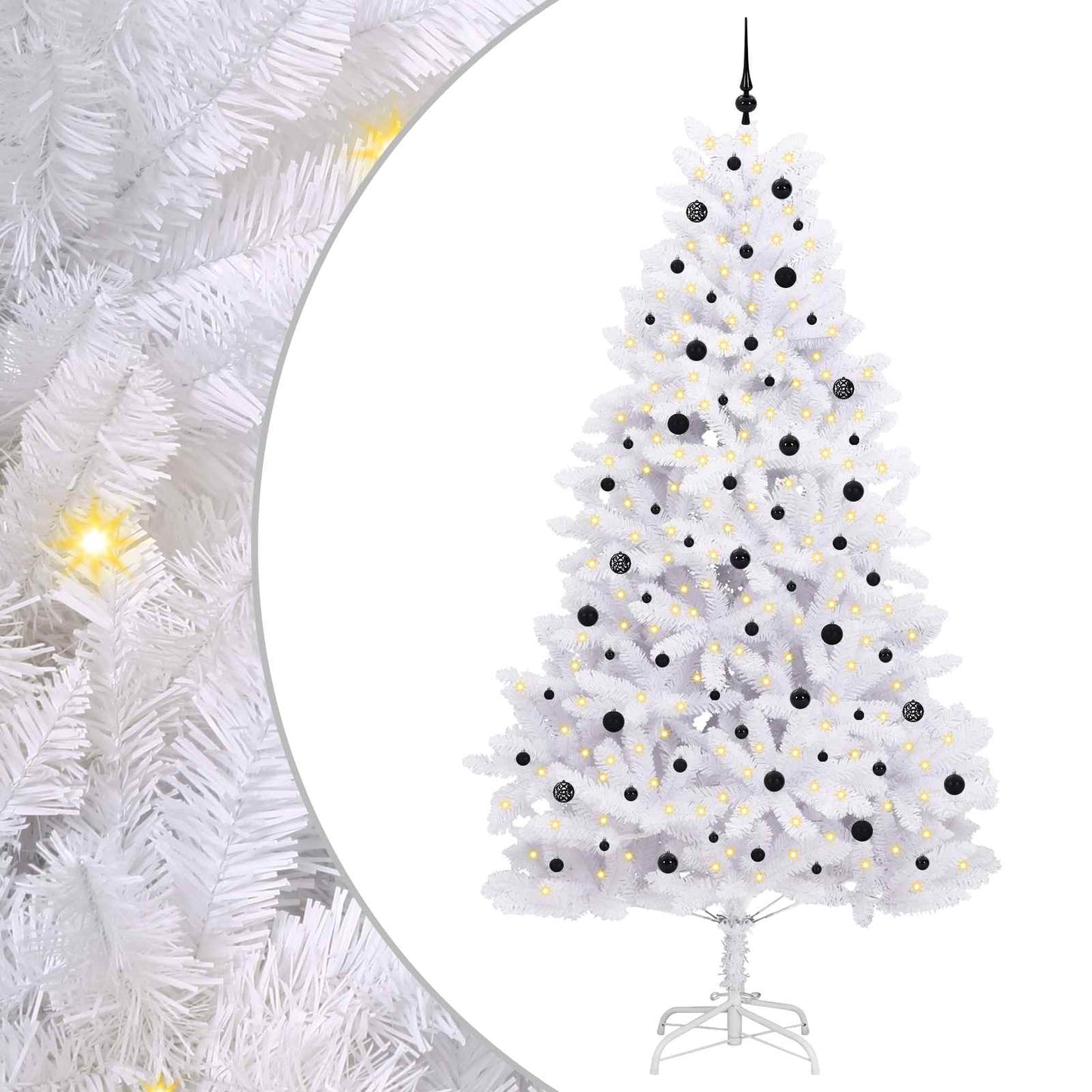vidaXL Artificial Hinged Christmas Tree White 270 cm PVC and Steel 2