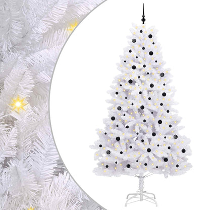vidaXL Artificial Hinged Christmas Tree White 270 cm PVC and Steel 2