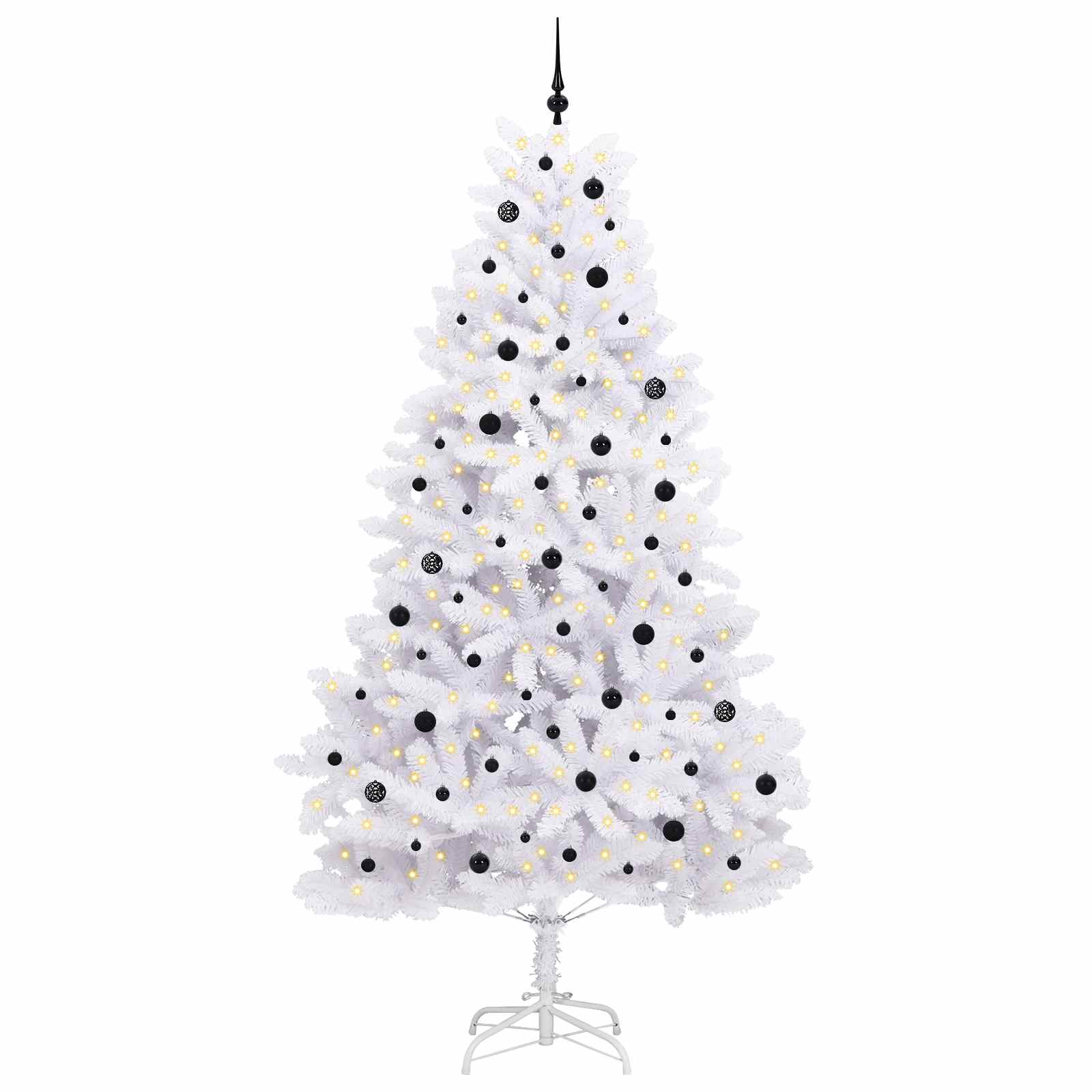 vidaXL Artificial Hinged Christmas Tree White 270 cm PVC and Steel 3