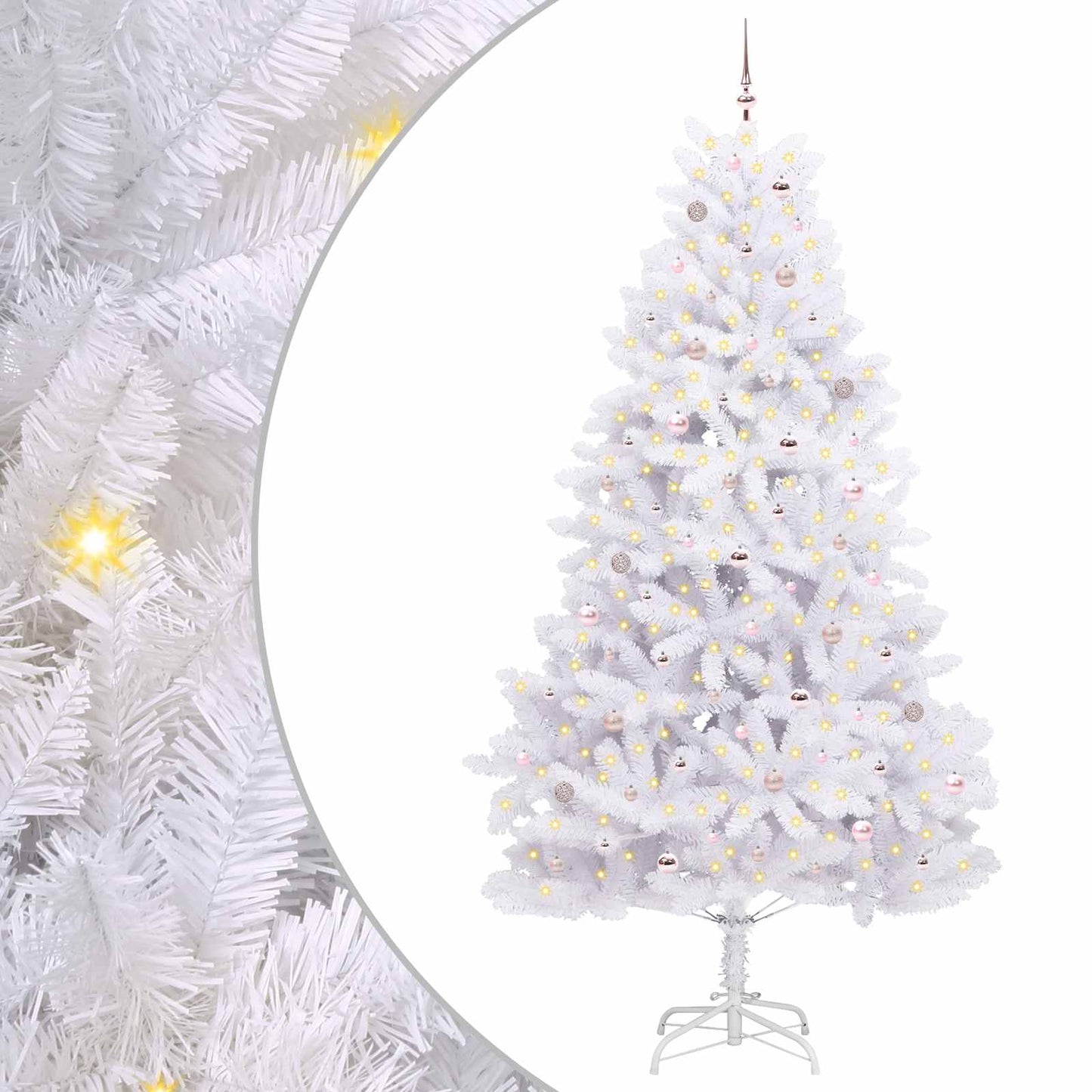 vidaXL Artificial Hinged Christmas Tree White 270 cm PVC and Steel 2