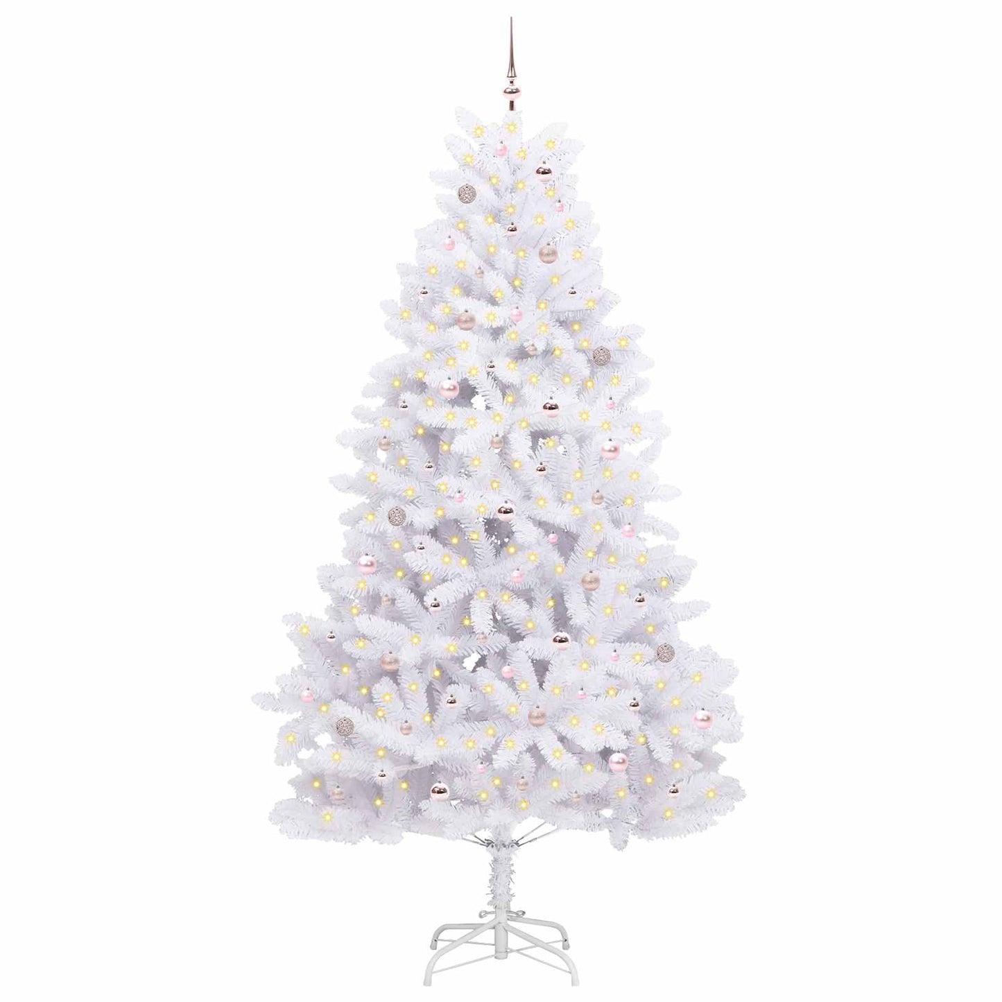 vidaXL Artificial Hinged Christmas Tree White 270 cm PVC and Steel 3