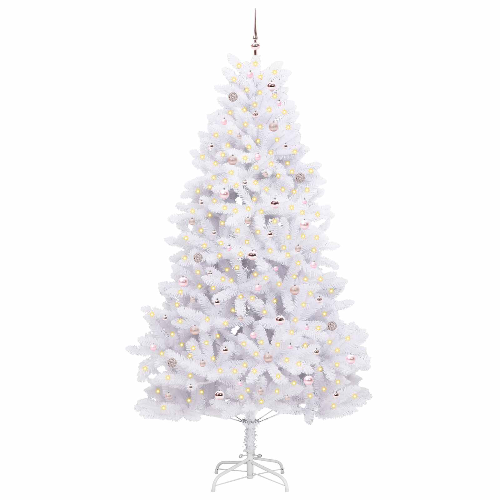 vidaXL Artificial Hinged Christmas Tree White 270 cm PVC and Steel 3