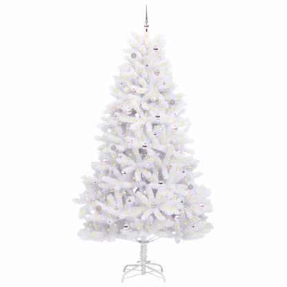 vidaXL Artificial Hinged Christmas Tree White 270 cm PVC and Steel 3