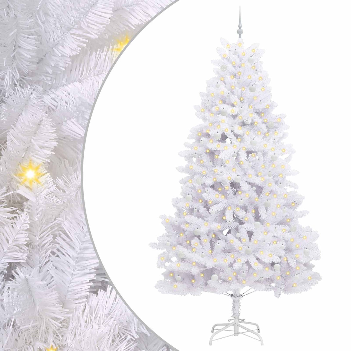 vidaXL Artificial Hinged Christmas Tree White 270 cm PVC and Steel 2