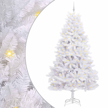 vidaXL Artificial Hinged Christmas Tree White 270 cm PVC and Steel 2