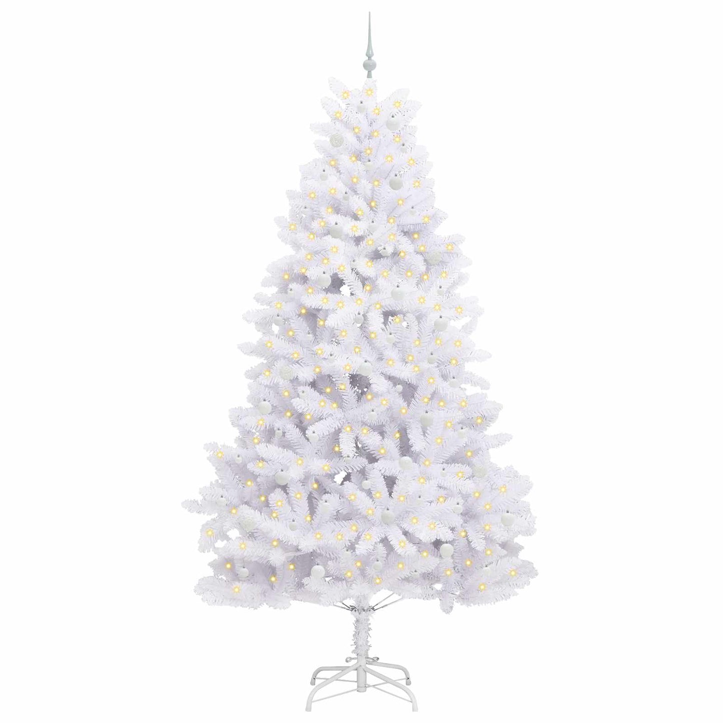 vidaXL Artificial Hinged Christmas Tree White 270 cm PVC and Steel 3