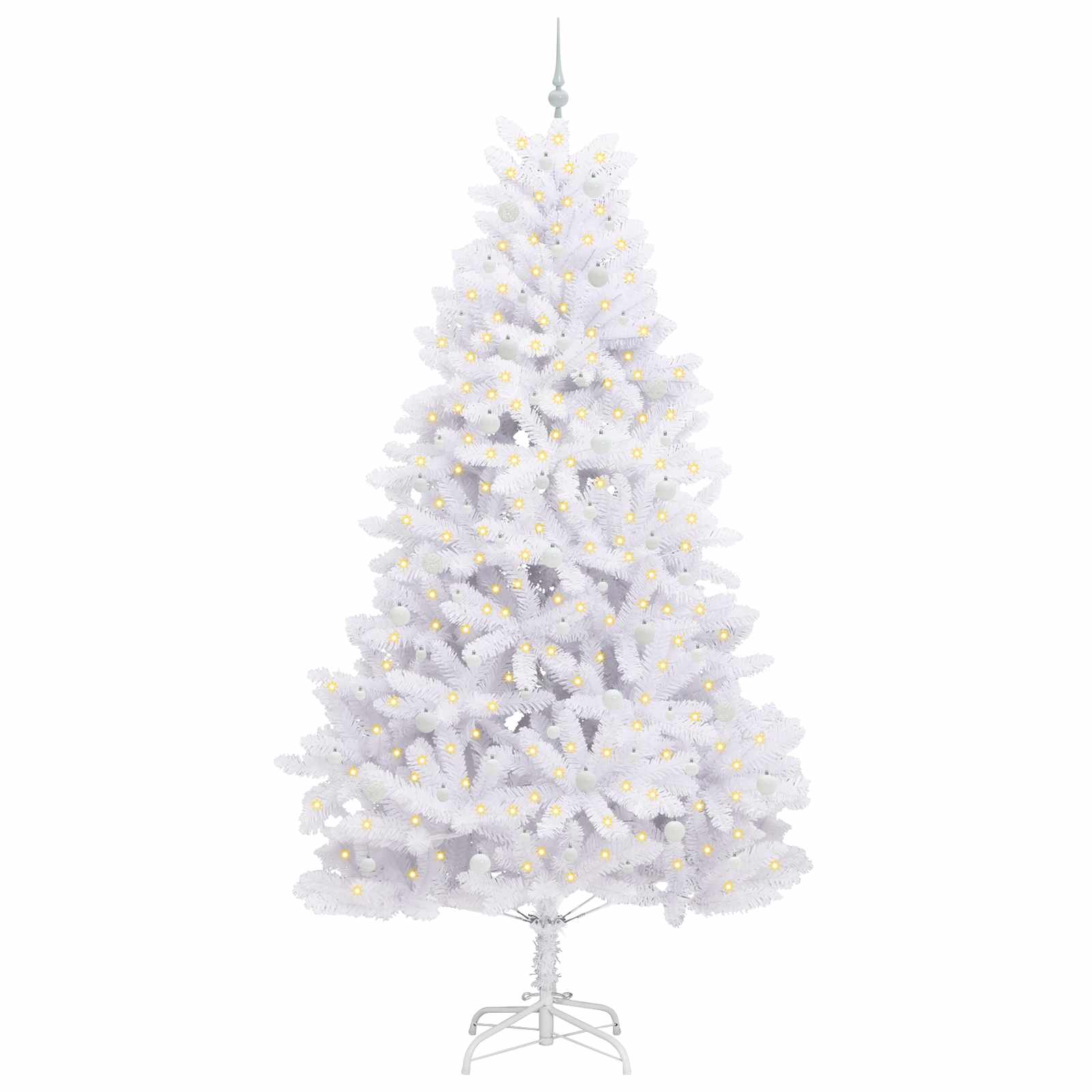 vidaXL Artificial Hinged Christmas Tree White 270 cm PVC and Steel 3