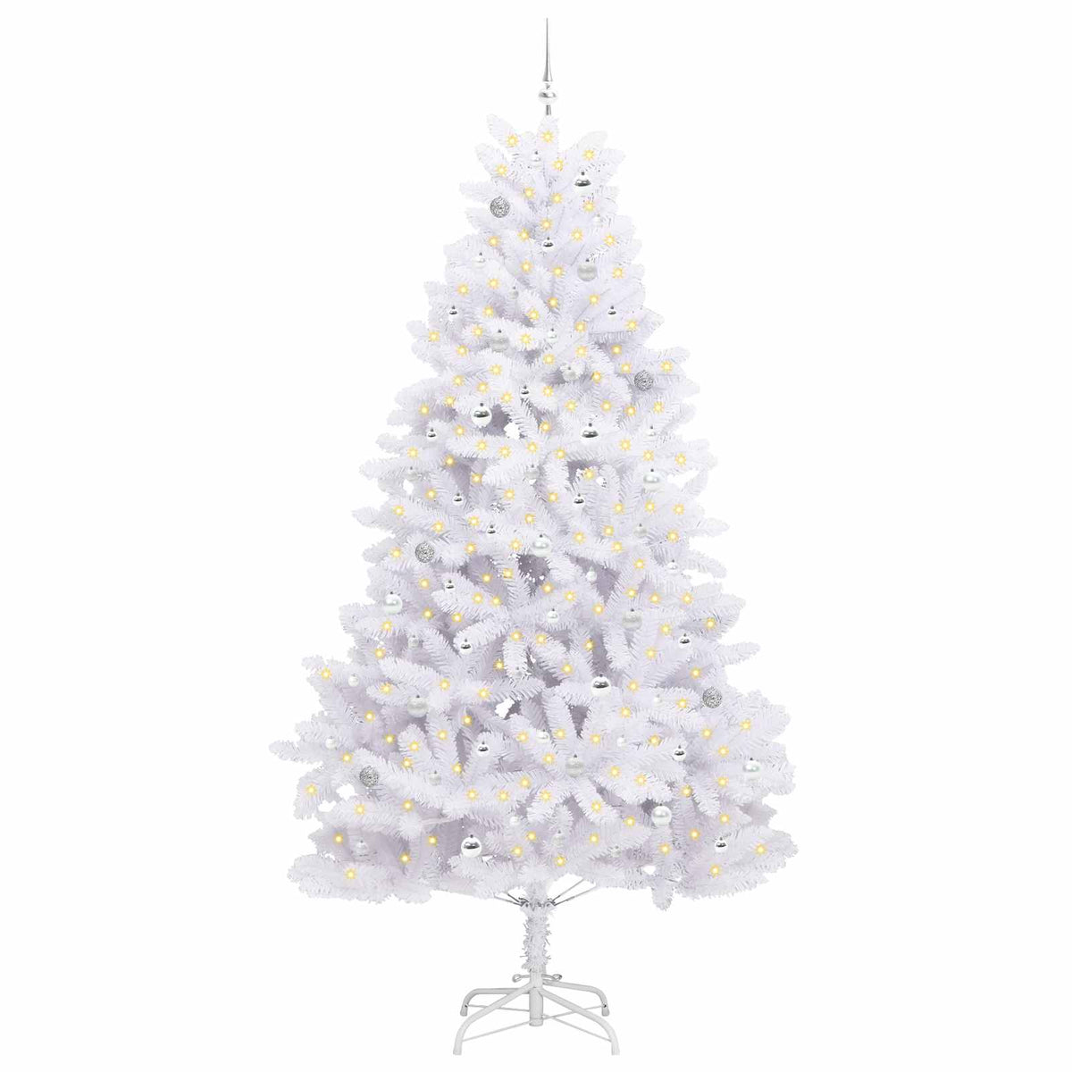 vidaXL Artificial Hinged Christmas Tree White 270 cm PVC and Steel 3