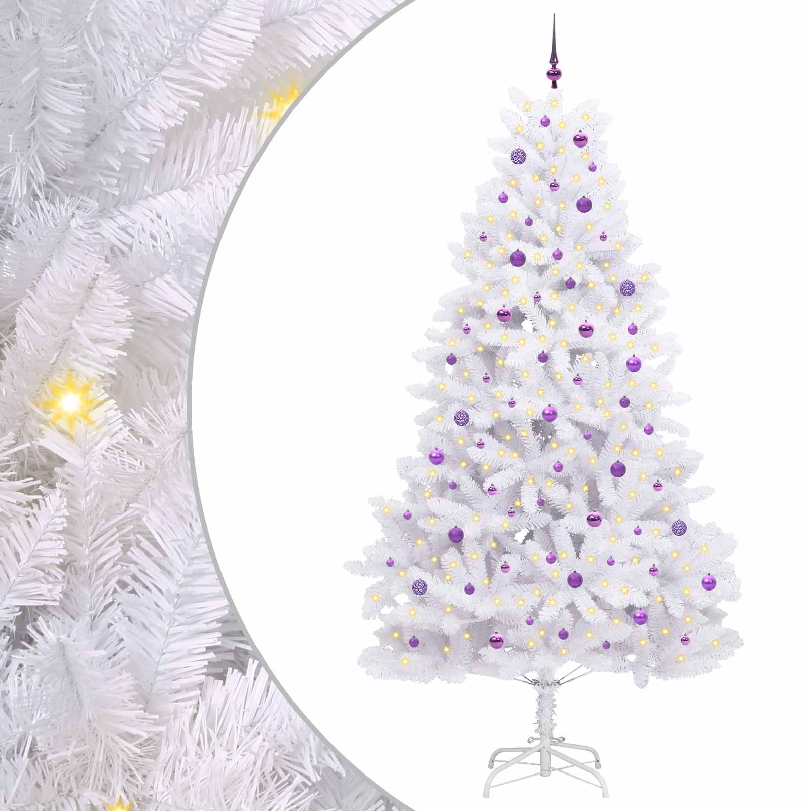 vidaXL Artificial Hinged Christmas Tree White 270 cm PVC and Steel 2