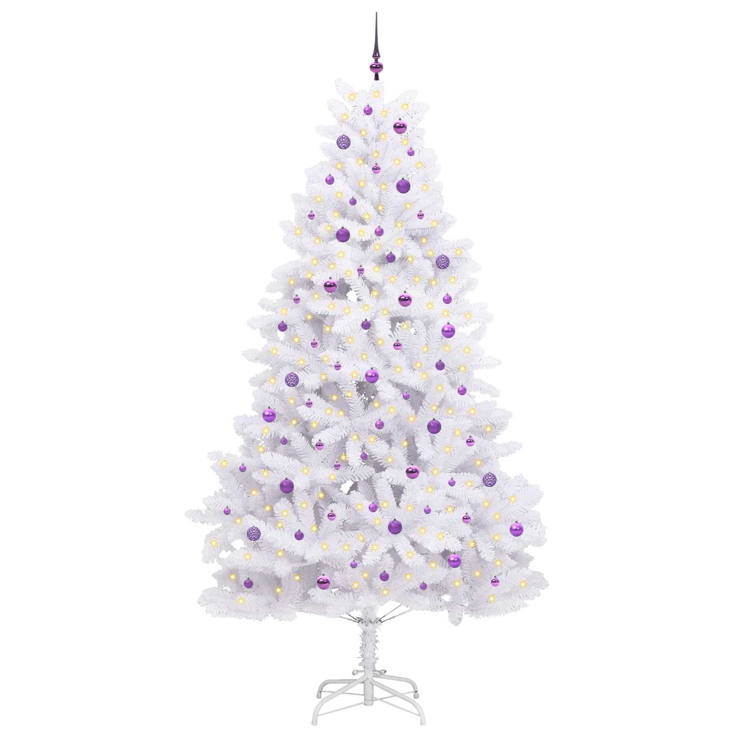 vidaXL Artificial Hinged Christmas Tree White 270 cm PVC and Steel 3