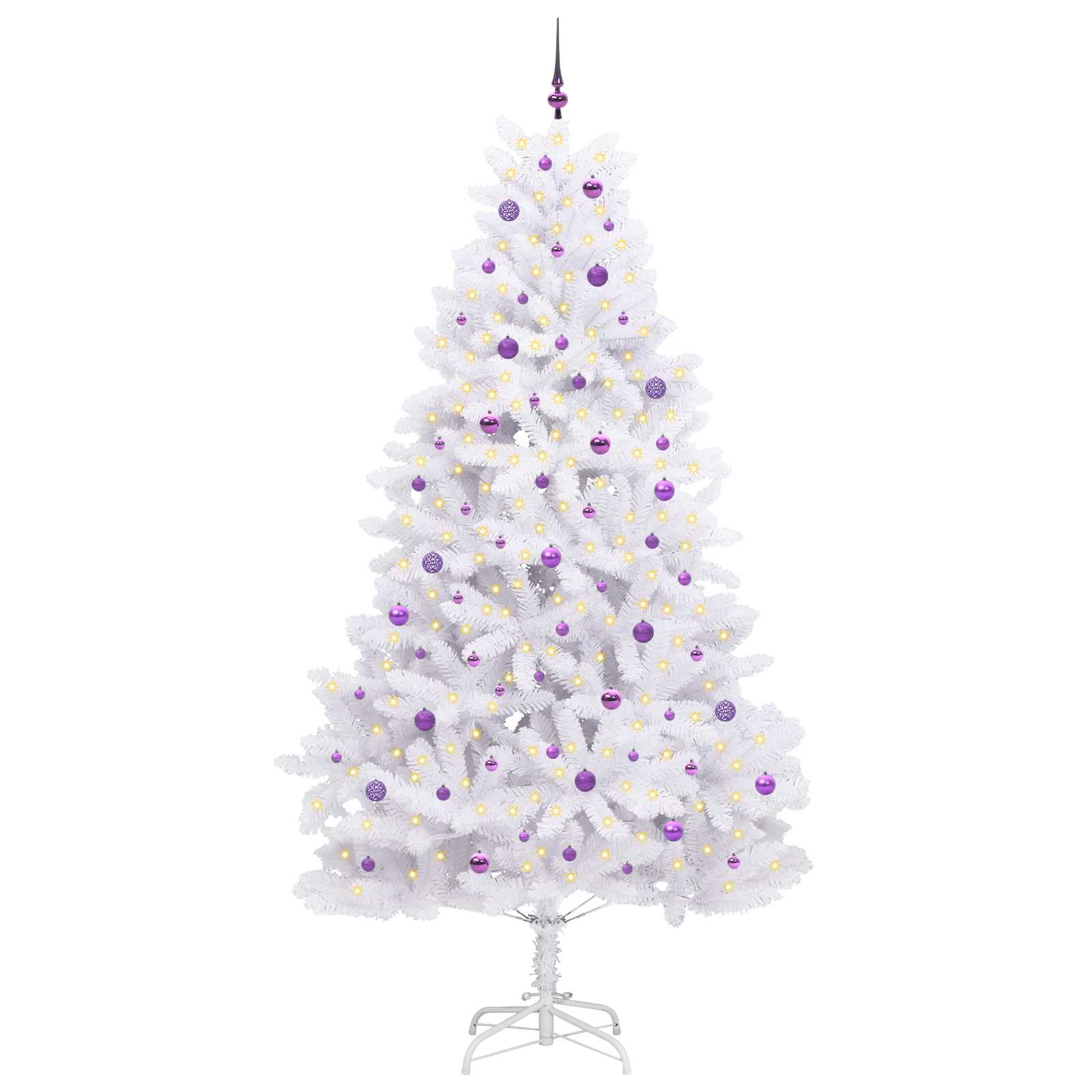 vidaXL Artificial Hinged Christmas Tree White 270 cm PVC and Steel 3