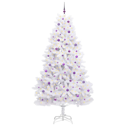 vidaXL Artificial Hinged Christmas Tree White 270 cm PVC and Steel 3