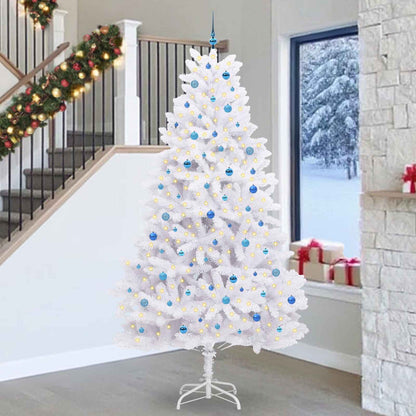 vidaXL Artificial Hinged Christmas Tree White 270 cm PVC and Steel 1
