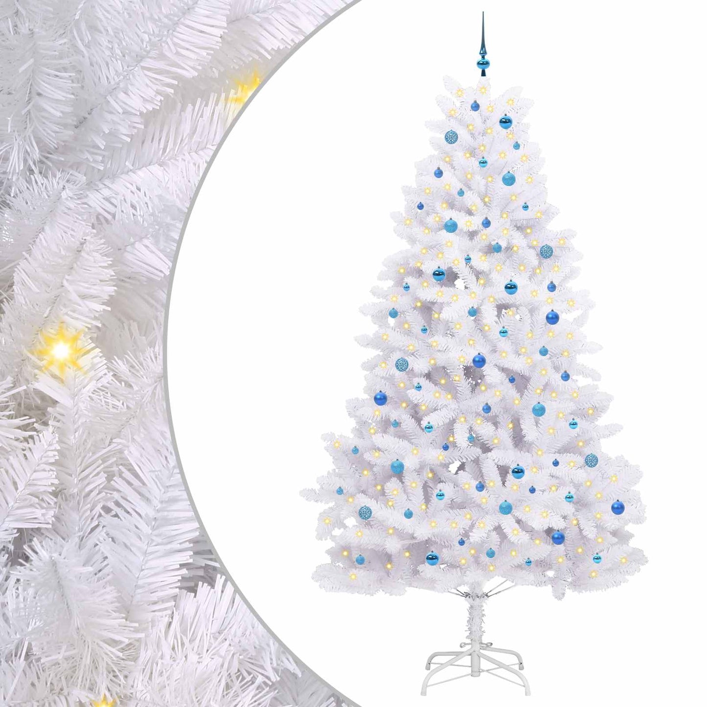 vidaXL Artificial Hinged Christmas Tree White 270 cm PVC and Steel 2