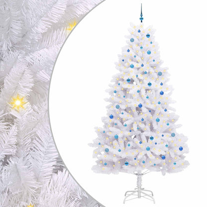 vidaXL Artificial Hinged Christmas Tree White 270 cm PVC and Steel 2