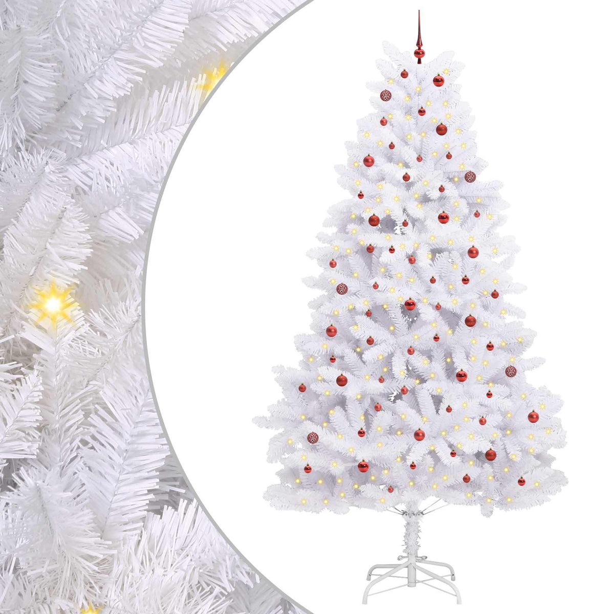 vidaXL Artificial Hinged Christmas Tree White 300 cm PVC and Steel 2