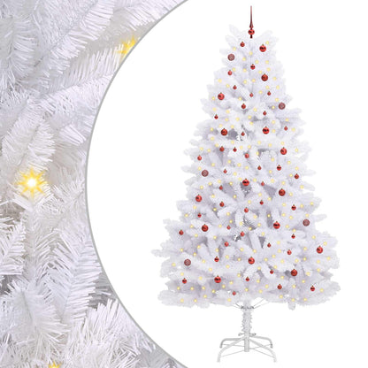 Artificial Hinged Christmas Tree White PVC and Steel 300 cm Red