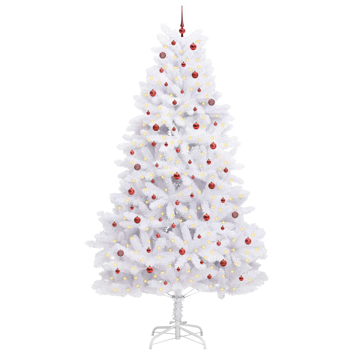 vidaXL Artificial Hinged Christmas Tree White 300 cm PVC and Steel 3