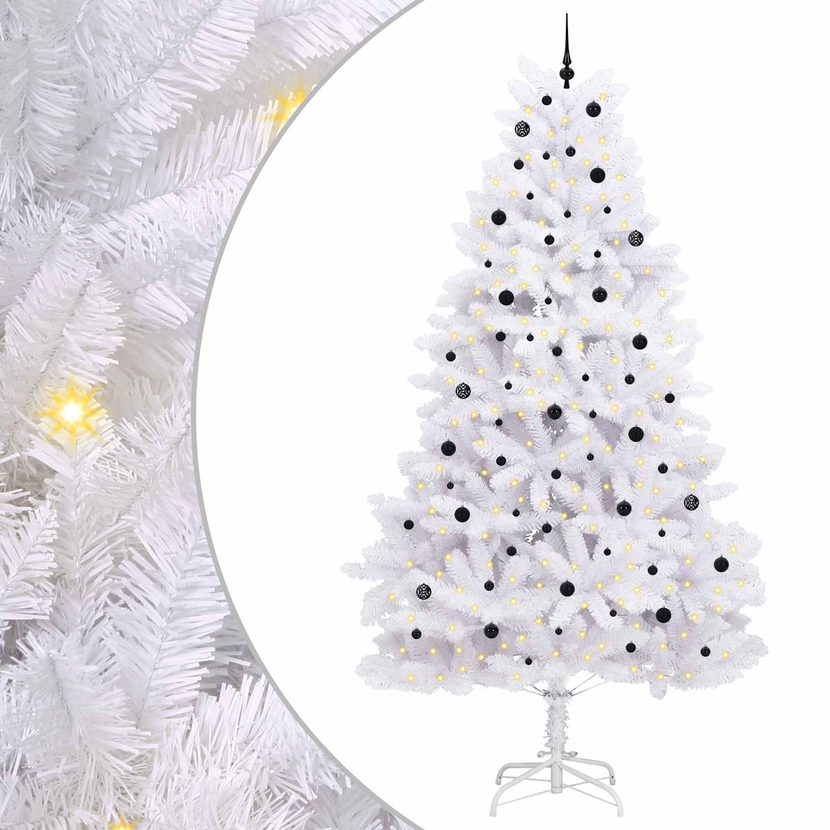 Artificial Hinged Christmas Tree White PVC and Steel 300 cm Black