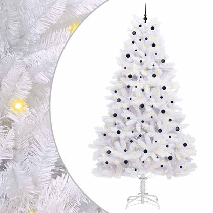 Artificial Hinged Christmas Tree White PVC and Steel 300 cm Black