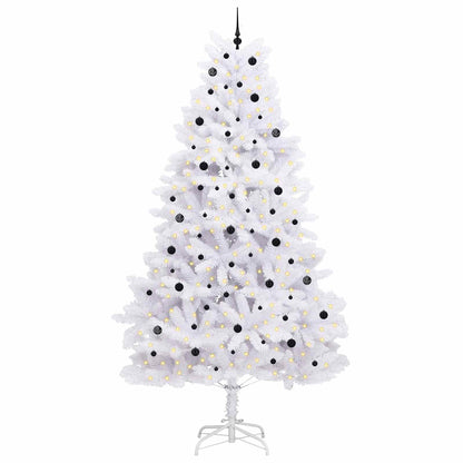 Artificial Hinged Christmas Tree White PVC and Steel 300 cm Black