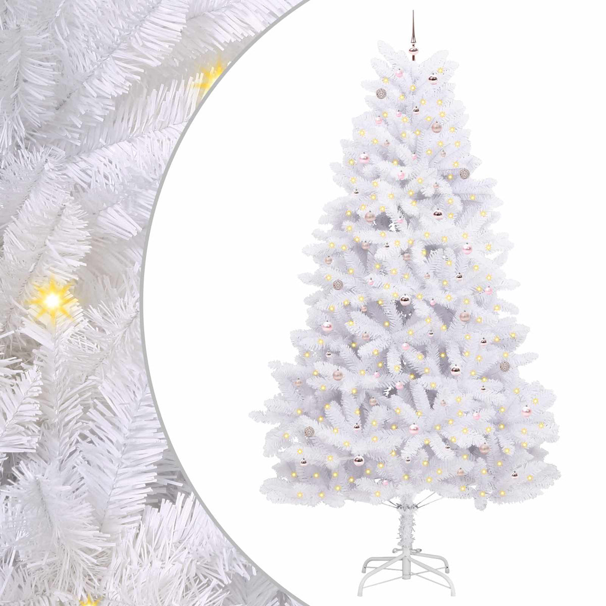 Artificial Hinged Christmas Tree White PVC and Steel 300 cm Pink