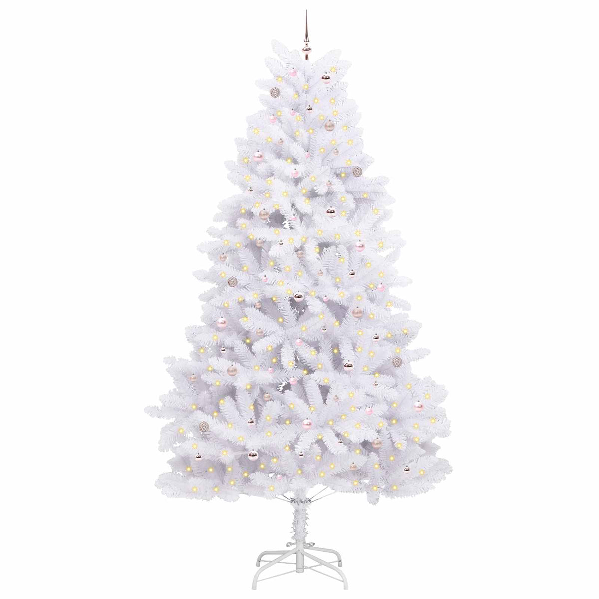 Artificial Hinged Christmas Tree White PVC and Steel 300 cm Pink