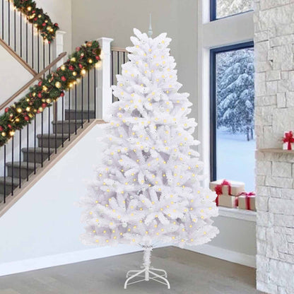 vidaXL Artificial Hinged Christmas Tree White 300 cm PVC and Steel 1