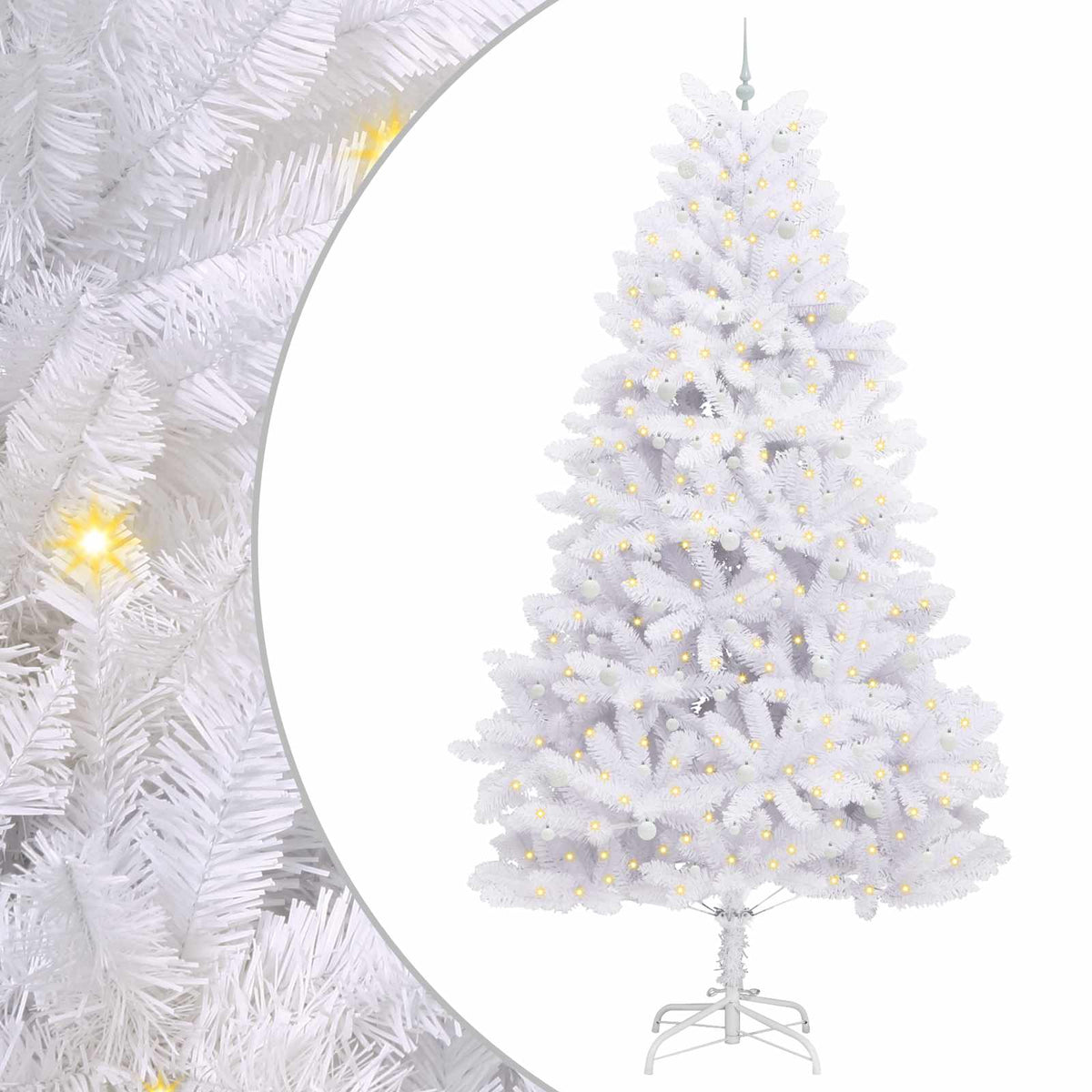 vidaXL Artificial Hinged Christmas Tree White 300 cm PVC and Steel 2