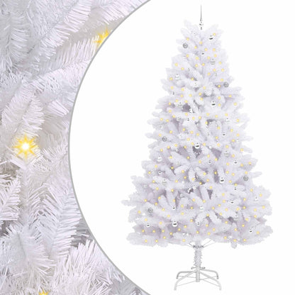 vidaXL Artificial Hinged Christmas Tree White 300 cm PVC and Steel 2
