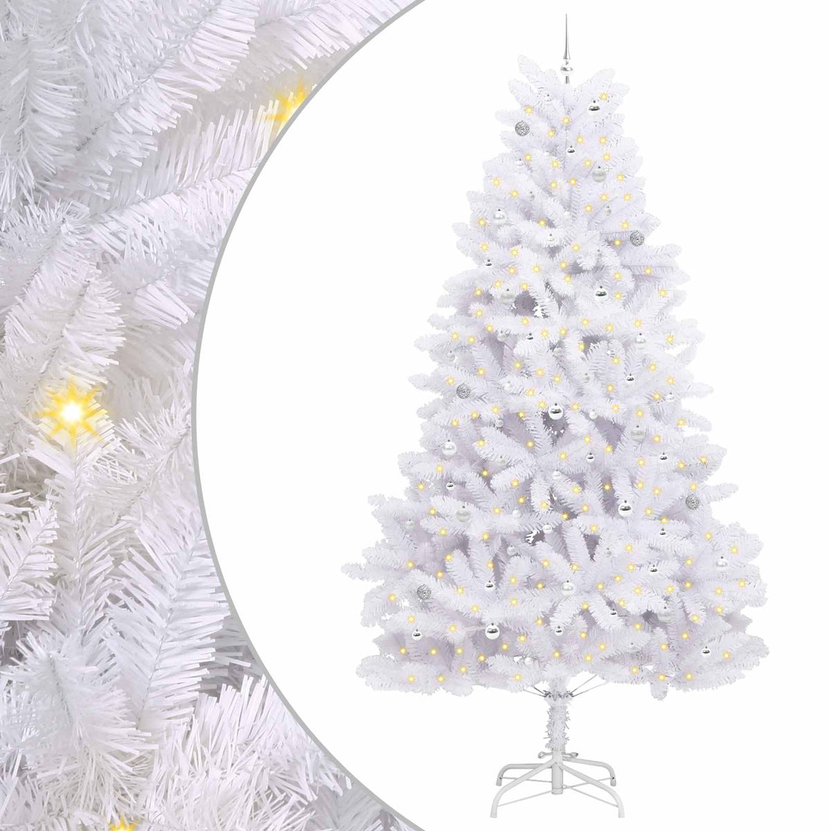 Artificial Hinged Christmas Tree White PVC and Steel 300 cm Silver