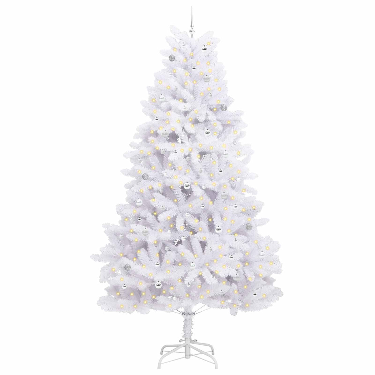 Artificial Hinged Christmas Tree White PVC and Steel 300 cm Silver