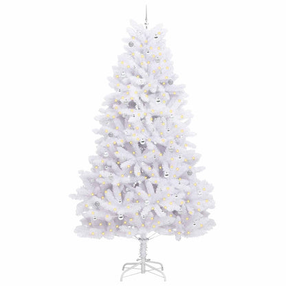 Artificial Hinged Christmas Tree White PVC and Steel 300 cm Silver