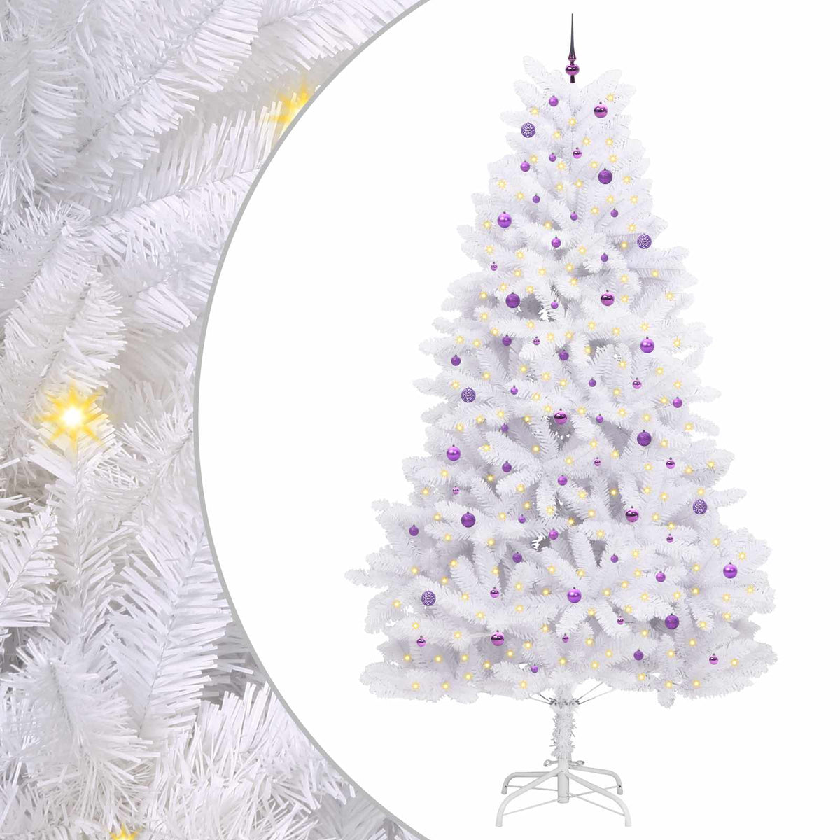 Artificial Hinged Christmas Tree White PVC and Steel 300 cm Lilac