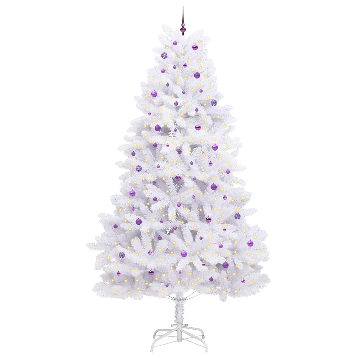 vidaXL Artificial Hinged Christmas Tree White 300 cm PVC and Steel 3