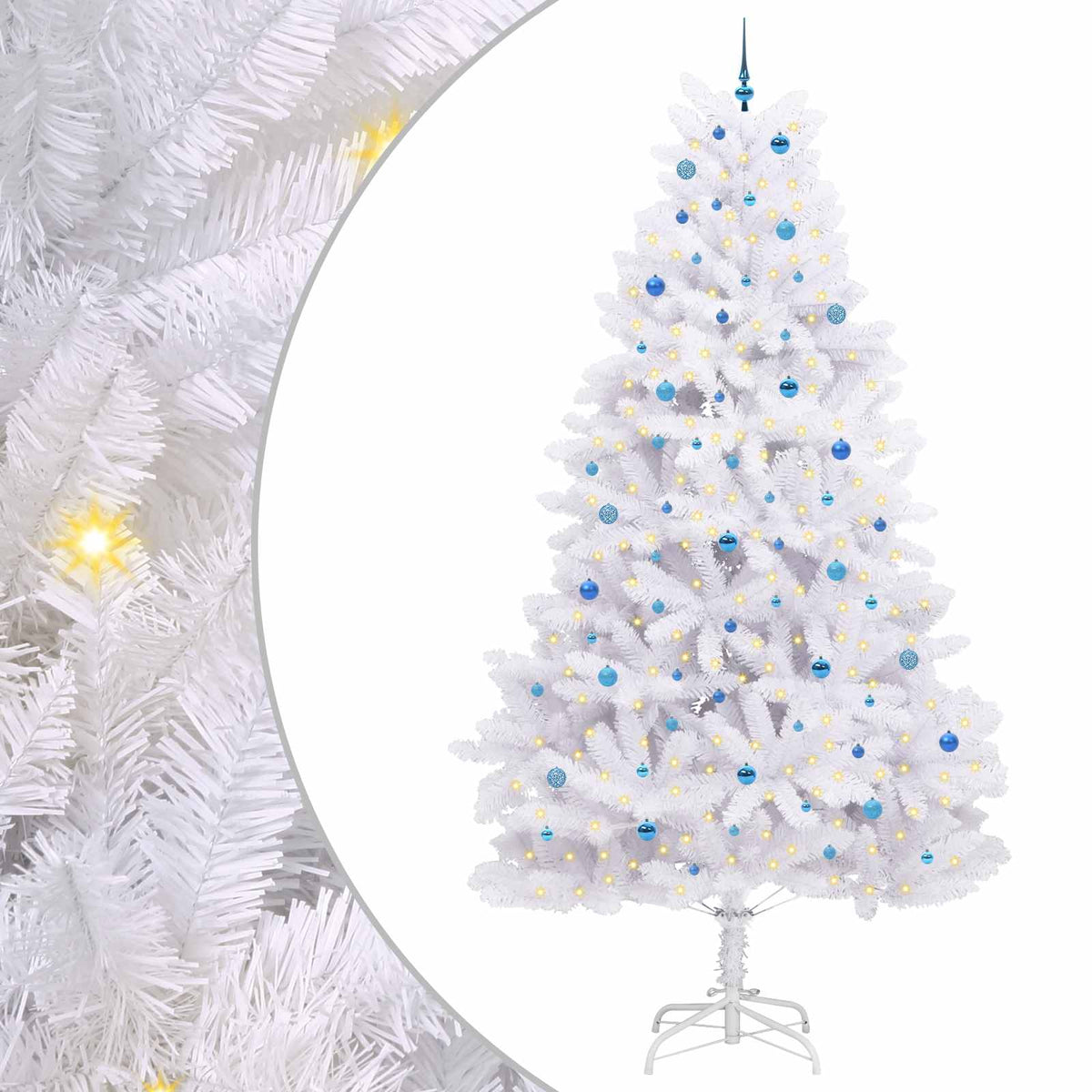 vidaXL Artificial Hinged Christmas Tree White 300 cm PVC and Steel 2