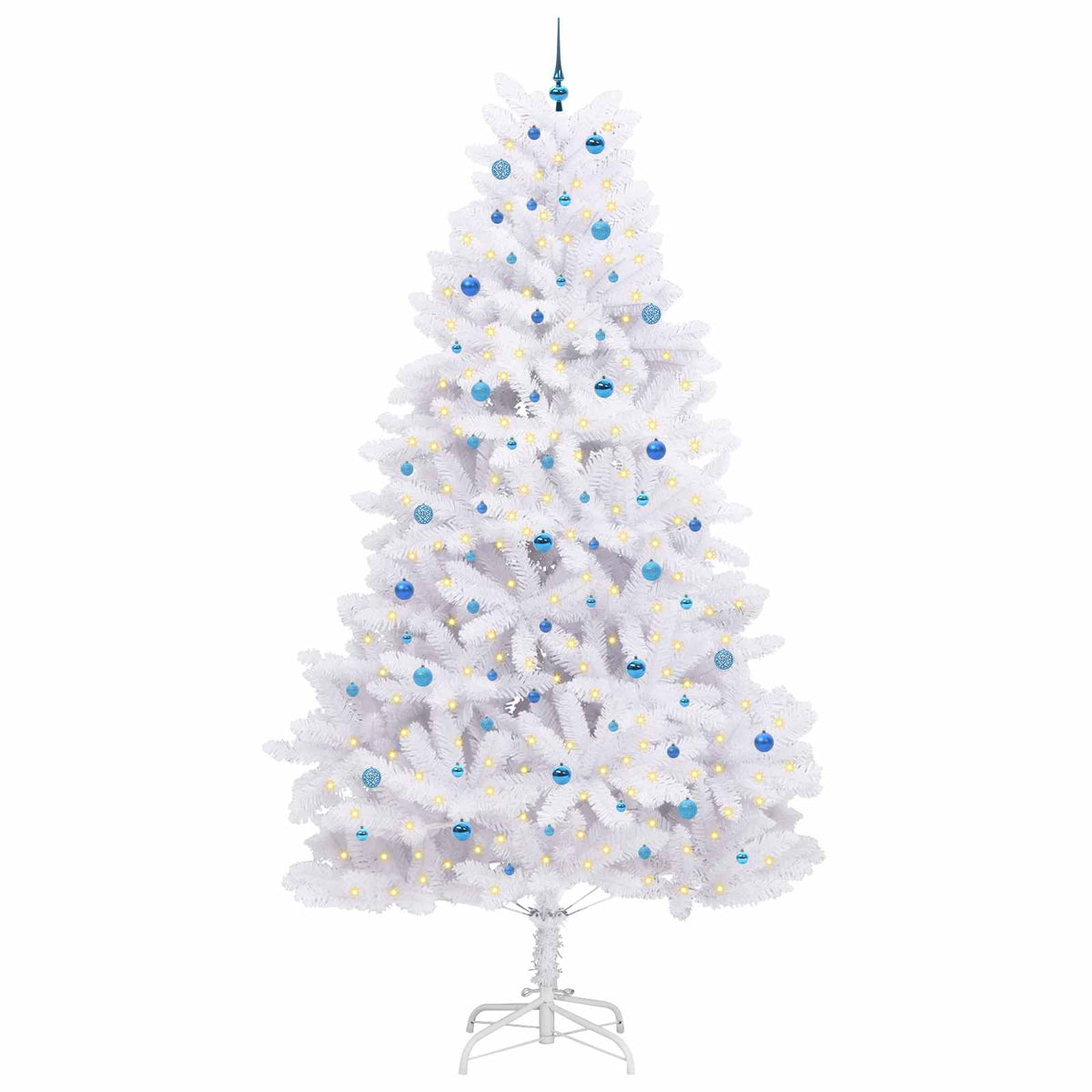 vidaXL Artificial Hinged Christmas Tree White 300 cm PVC and Steel 3