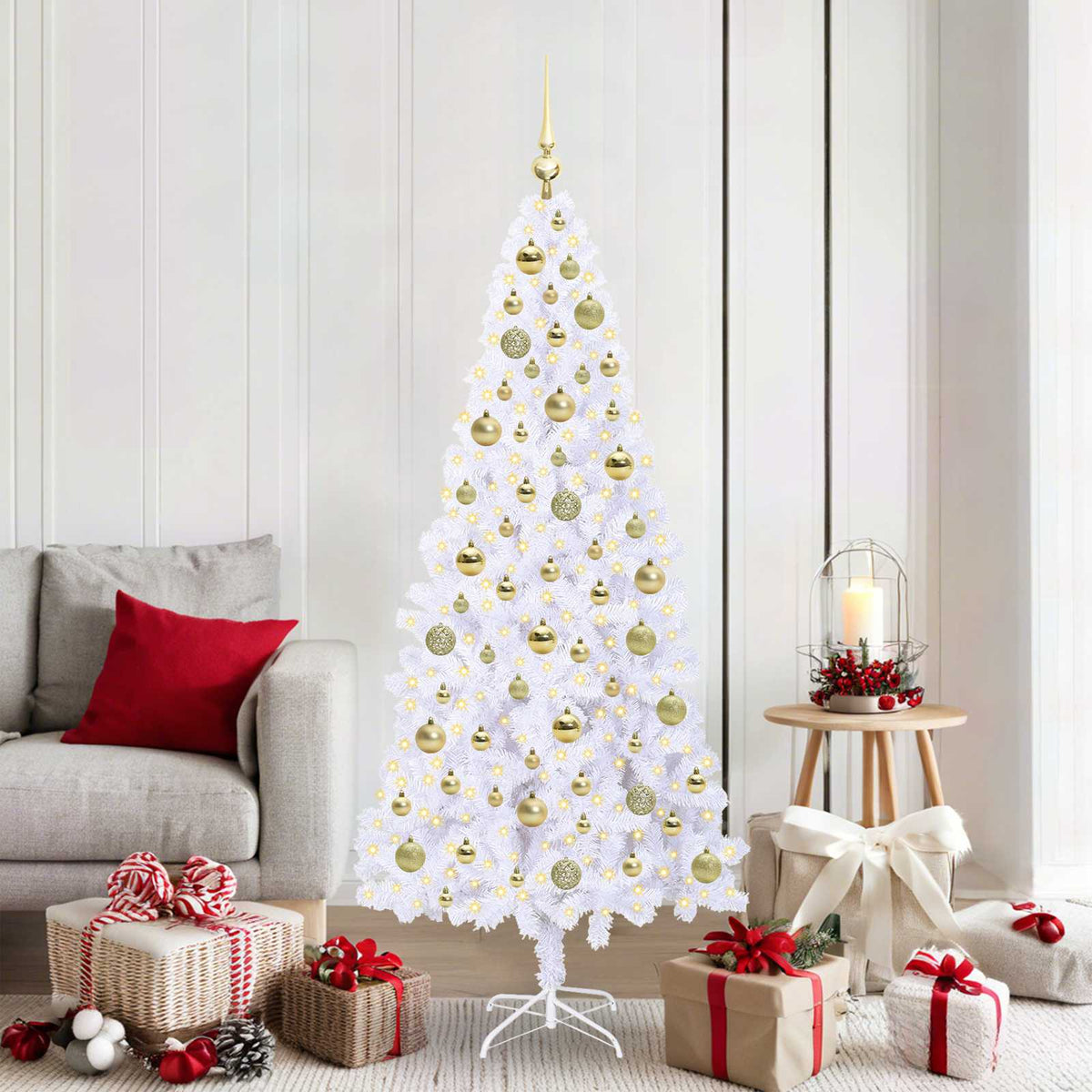 vidaXL Artificial Christmas Tree with Stand White 180 cm PVC and Steel 1