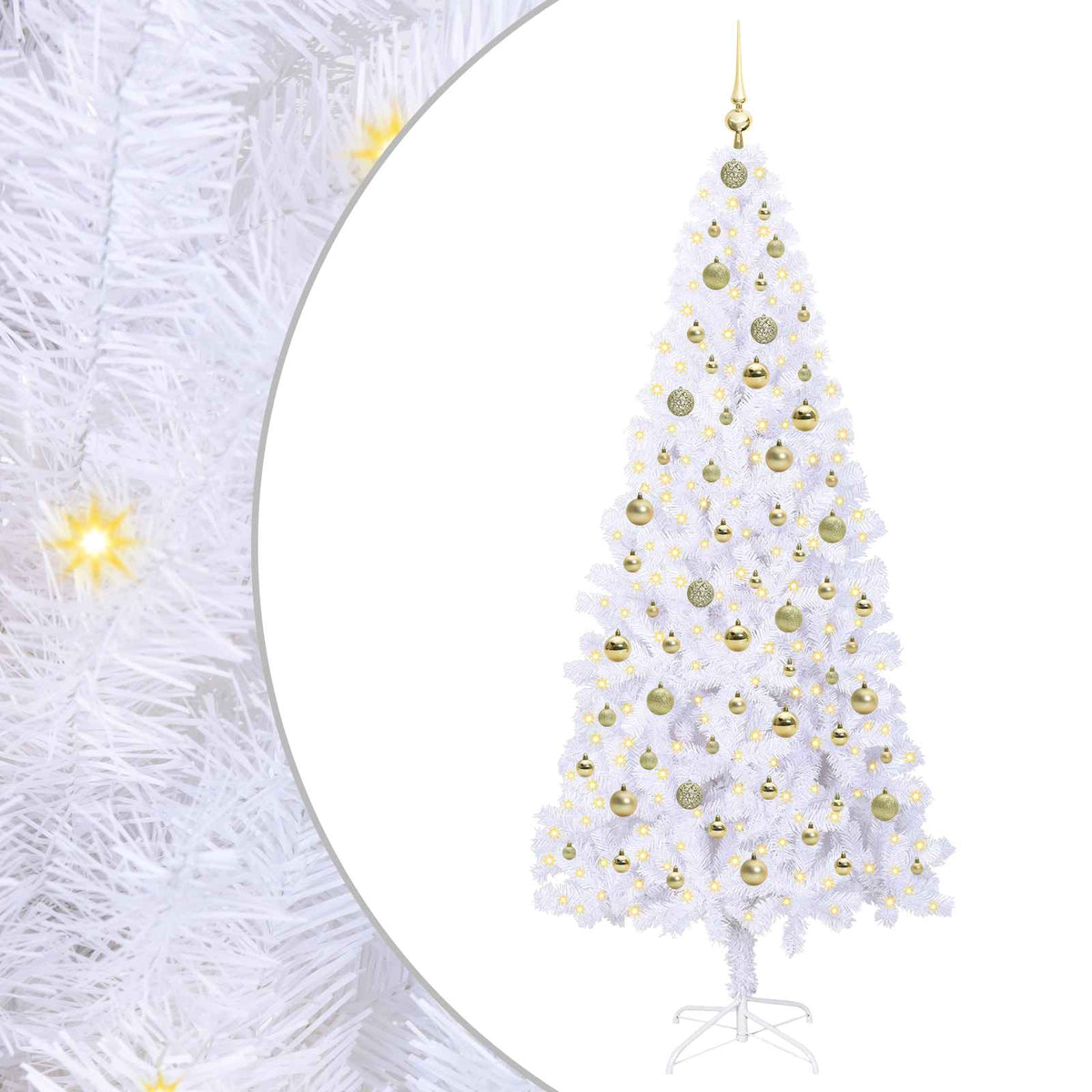 vidaXL Artificial Christmas Tree with Stand White 210 cm PVC and Steel 2