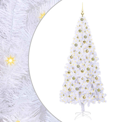 vidaXL Artificial Christmas Tree with Stand White 210 cm PVC and Steel 2