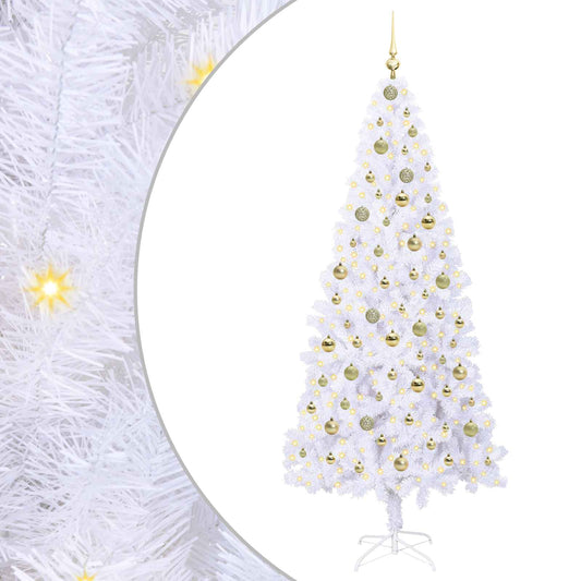 vidaXL Artificial Christmas Tree with Stand White 210 cm PVC and Steel 2