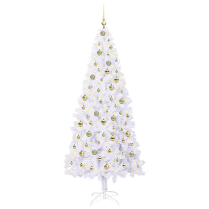 vidaXL Artificial Christmas Tree with Stand White 210 cm PVC and Steel 3