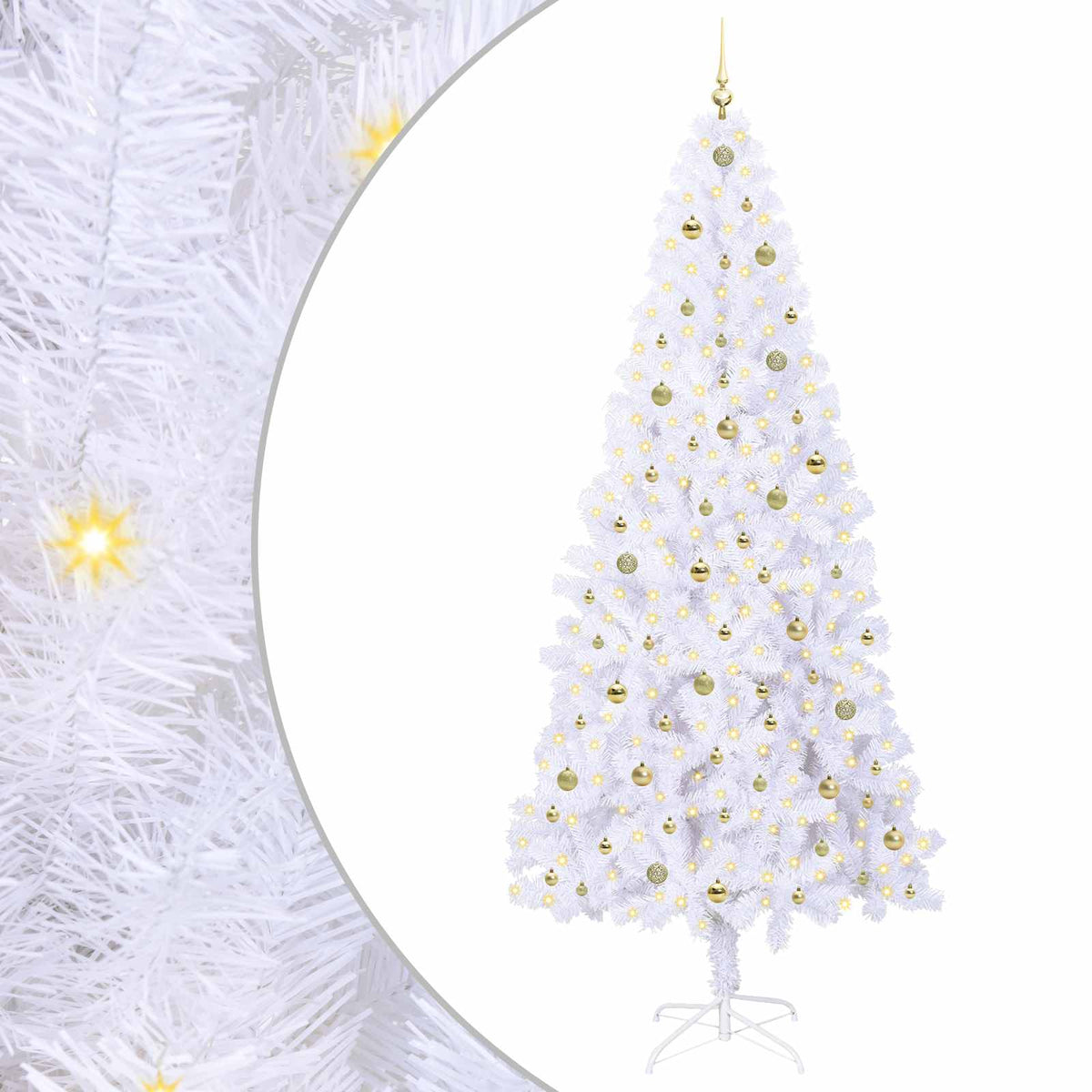 vidaXL Artificial Christmas Tree with Stand White 240 cm PVC and Steel 2