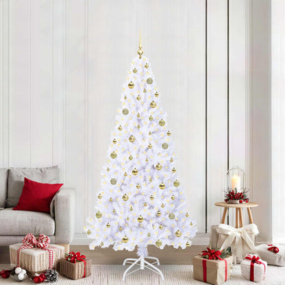 vidaXL Artificial Christmas Tree with Stand White 210 cm PVC and Steel 1