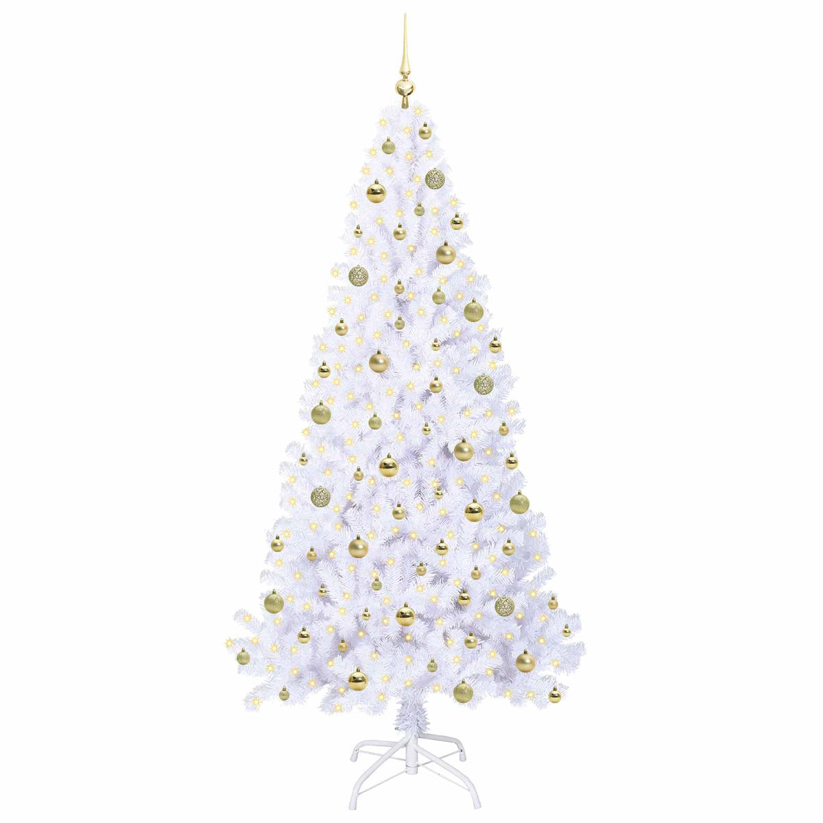 vidaXL Artificial Christmas Tree with Stand White 210 cm PVC and Steel 3