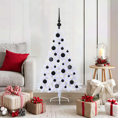 Artificial Christmas Tree with Stand White PVC and Steel Black 120 cm