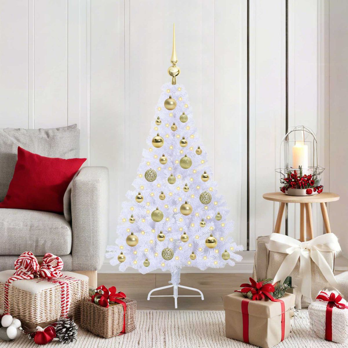 Artificial Christmas Tree with Stand White PVC and Steel Gold 120 cm