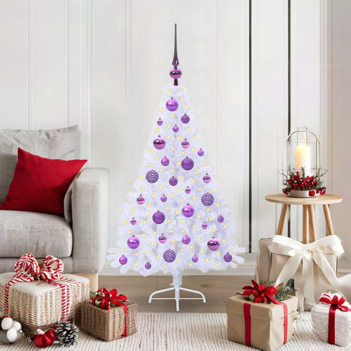 Artificial Christmas Tree with Stand White PVC and Steel Lilac 120 cm